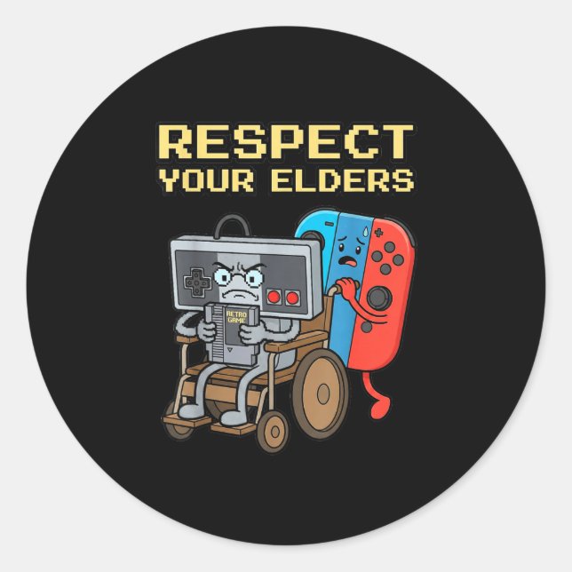 Adesivo Respect Your Elders Retro Gaming Funny Gamer Contr (Frente)