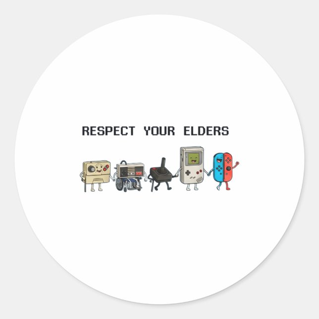 Adesivo Respect Your Elders Retro Gaming Funny Gamer Contr (Frente)
