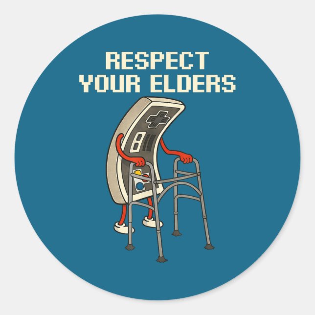Adesivo Respect Your Elders Retro Gaming Funny Gamer Contr (Frente)