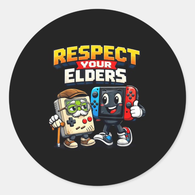 Adesivo Respect Your Elders Retro Gaming Funny Gamer Contr (Frente)