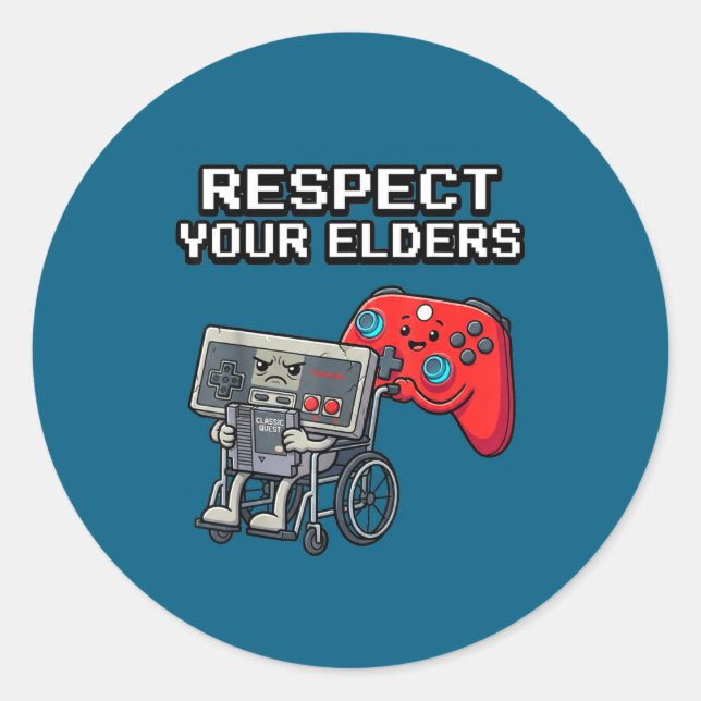 Adesivo Respect Your Elders Retro Gaming Funny Gamer Contr (Frente)