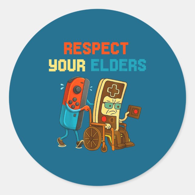 Adesivo Respect Your Elders Retro Gaming Funny Gamer Contr (Frente)