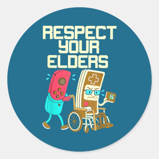 Adesivo Respect Your Elders Retro Gaming Funny Gamer Contr (Frente)