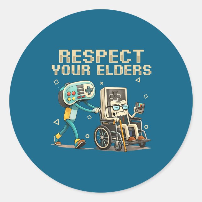 Adesivo Respect Your Elders Retro Gaming Funny Gamer Contr (Frente)