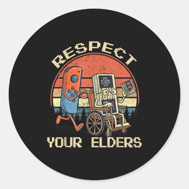 Adesivo Respect Your Elders Retro Gaming Funny Gamer Contr (Frente)