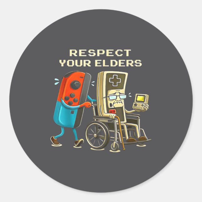 Adesivo Respect Your Elders Retro Gaming Funny Gamer Contr (Frente)