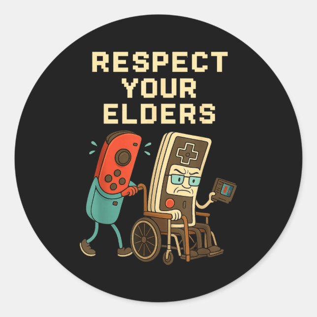 Adesivo Respect Your Elders Retro Gaming Funny Gamer Contr (Frente)