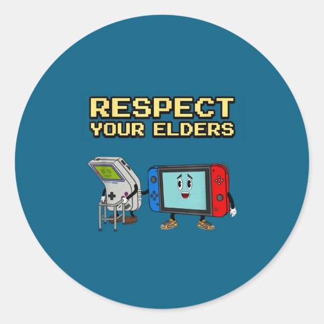 Adesivo Respect Your Elders Retro Gaming Funny Gamer Contr (Frente)