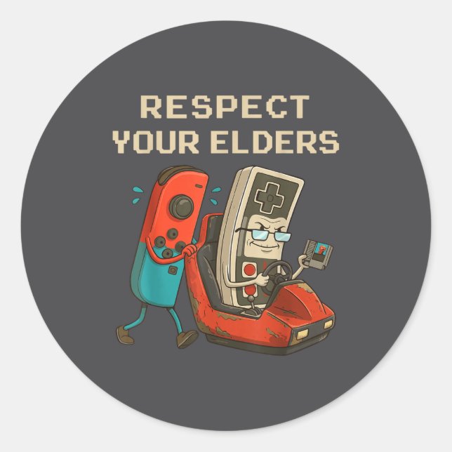 Adesivo Respect Your Elders Retro Gaming Funny Gamer Contr (Frente)