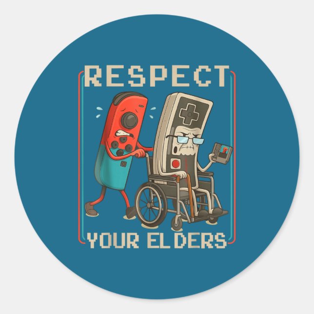 Adesivo Respect Your Elders Retro Gaming Funny Gamer Contr (Frente)