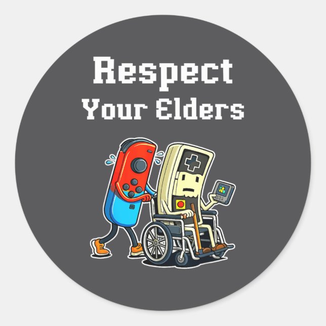 Adesivo Respect Your Elders Retro Gaming Funny Gamer Contr (Frente)