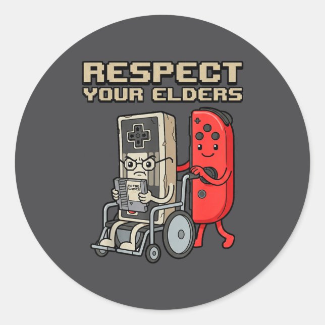 Adesivo Respect Your Elders Retro Gaming Funny Gamer Contr (Frente)