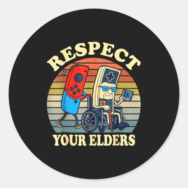 Adesivo Respect Your Elders Retro Gaming Funny Gamer Contr (Frente)