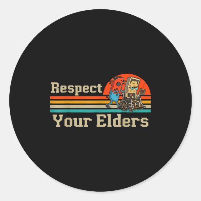 Adesivo Respect Your Elders Retro Gaming Funny Gamer Contr (Frente)