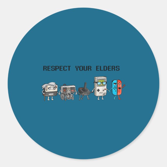 Adesivo Respect Your Elders Retro Gaming Funny Gamer Contr (Frente)