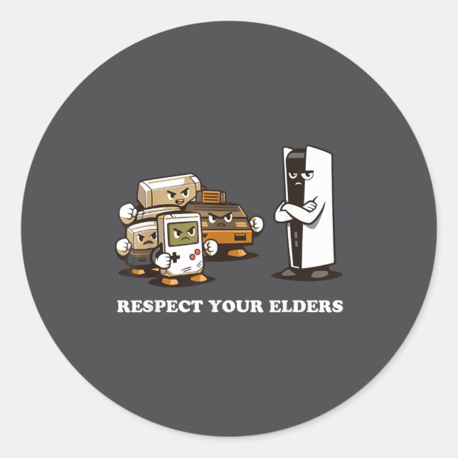 Adesivo Respect Your Elders T Retro 90s Gaming  (Frente)