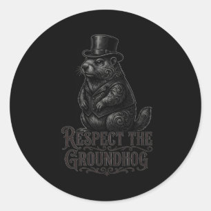 Adesivo Respeite O Groundhog Engraçado Dia Do Groundhog Pu