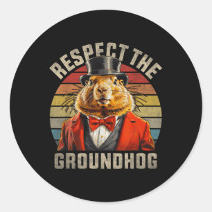 Adesivo Respeite O Groundhog Ground Hog Retro Sunset Groun