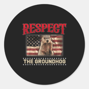 Adesivo Respeite O Groundhog Usa Bandeira Vintage Groundho