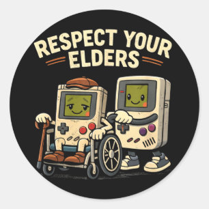 Adesivo Respeite os idosos jogos retrô divertido controlad