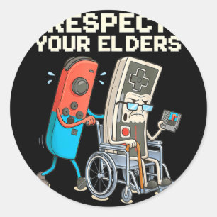 Adesivo Respeite os idosos jogos retro engraçado controlad