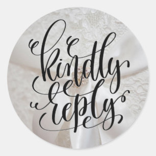 Adesivo Responda gentilmente a Lacey Wedding Classic Round