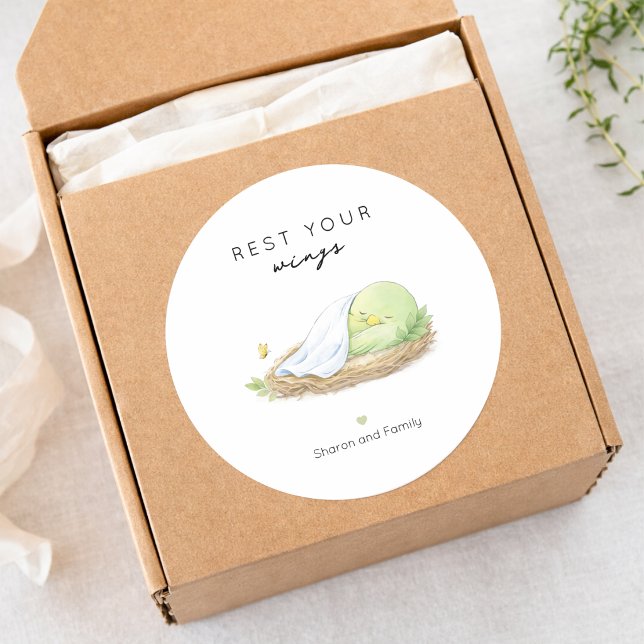 Adesivo Rest Your Wings Personalized Cancer Support   (Personalized Rest Your Wings Care Package Stickers)