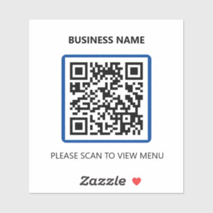 Adesivo Restaurante Azul Verificação de Código QR para Men