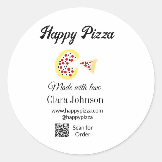 Adesivo Restaurante de pizza café pizzaria digitalize códi (Frente)
