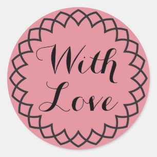 Adesivo Resumo Com Amor Rosa e Preto - Festa de Casamento