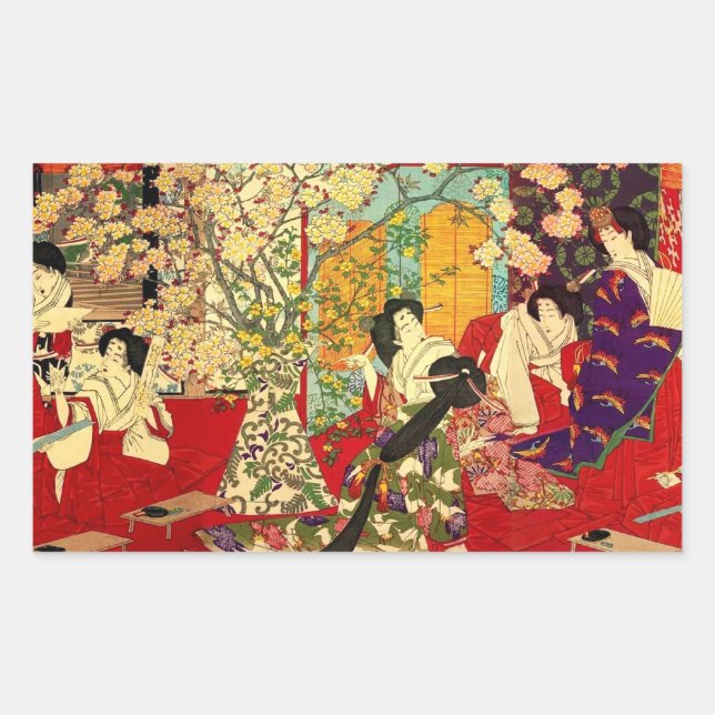 ADESIVO RETANGULAR 宦女桜筵連歌ノ図 (Frente)