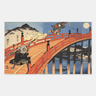 Adesivo Retangular 義 経 と 慶, 国 芳, Yoshitsune & Benkei, Kuniyoshi, Ukiy