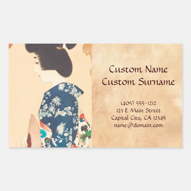 Adesivo Retangular 100 figuras de beleza Vestindo Takasago Kimonos (Frente)