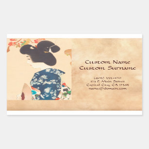 Adesivo Retangular 100 figuras de beleza Vestindo Takasago Kimonos