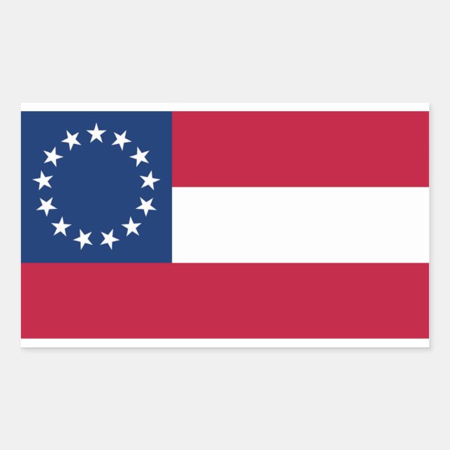 Adesivo Retangular 13 Estrelas de Retângulo de Sinalizador Confederad (Frente)