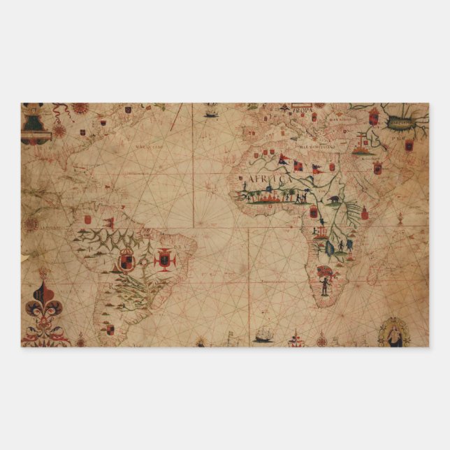 Adesivo Retangular 1633 Atantic Ocean Portolan Chart - Pascarbonet Ro (Frente)