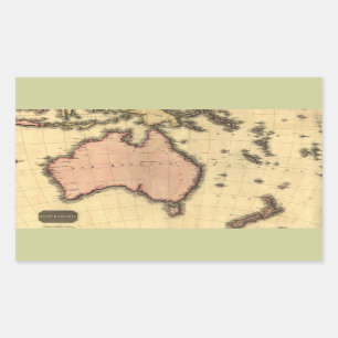Adesivo Retangular 1818 mapa de Australasia - Austrália, Nova