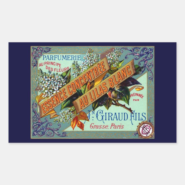 Adesivo Retangular 1915 perfume Lilac Branco Francês (Frente)