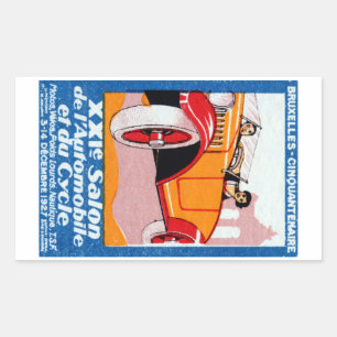 Adesivo Retangular 1927 Exposição Automotiva Bruxelas