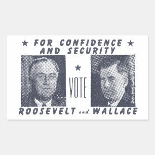 Adesivo Retangular 1940 Vote Roosevelt + Wallace, cinza