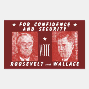 Adesivo Retangular 1940 Vote Roosevelt + Wallace, vermelho