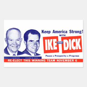 Adesivo Retangular 1956 Vote Ike e Dick