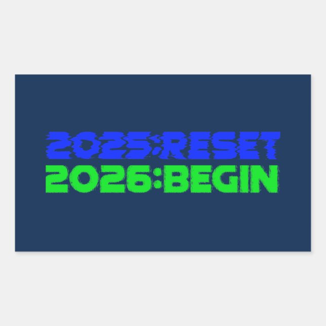 Adesivo Retangular 2025:RESET/2026:BEGIN Sticker (Frente)