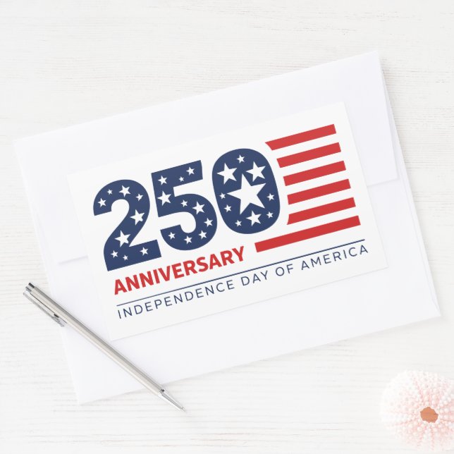 Adesivo Retangular 250 Anniversary Independence Day Of America (Envelope)