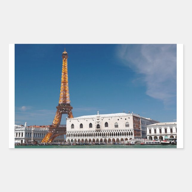 Adesivo Retangular 2 para 1 Veneza e Paris - Mundo Misto (Frente)