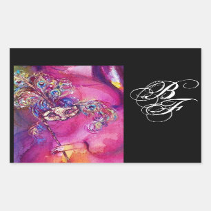 Adesivo Retangular 3º MASSA Mascarada Monograma Fuchsia Preto