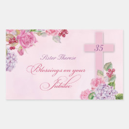 Adesivo Retangular 35.º aniversário da vida religiosa freira católica