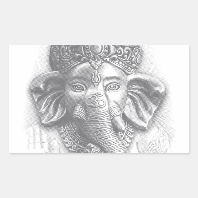 Adesivo Retangular 3d Senhor Ganesha - Om (Frente)