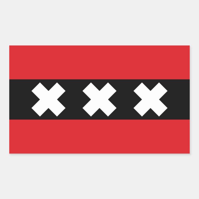 Adesivo Retangular 4 Bandeira de Amesterdã (Frente)