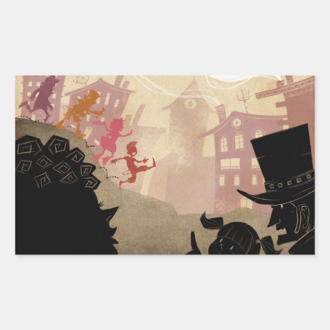 Adesivo Retangular 4 Pequenos Monstros - Caminhando Pela Cidade (Frente)